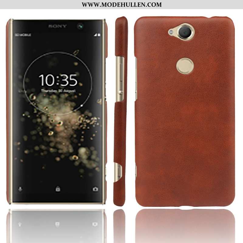 Hülle Sony Xperia Xa2 Plus Leder Schutz Orange Handy Schwer Case