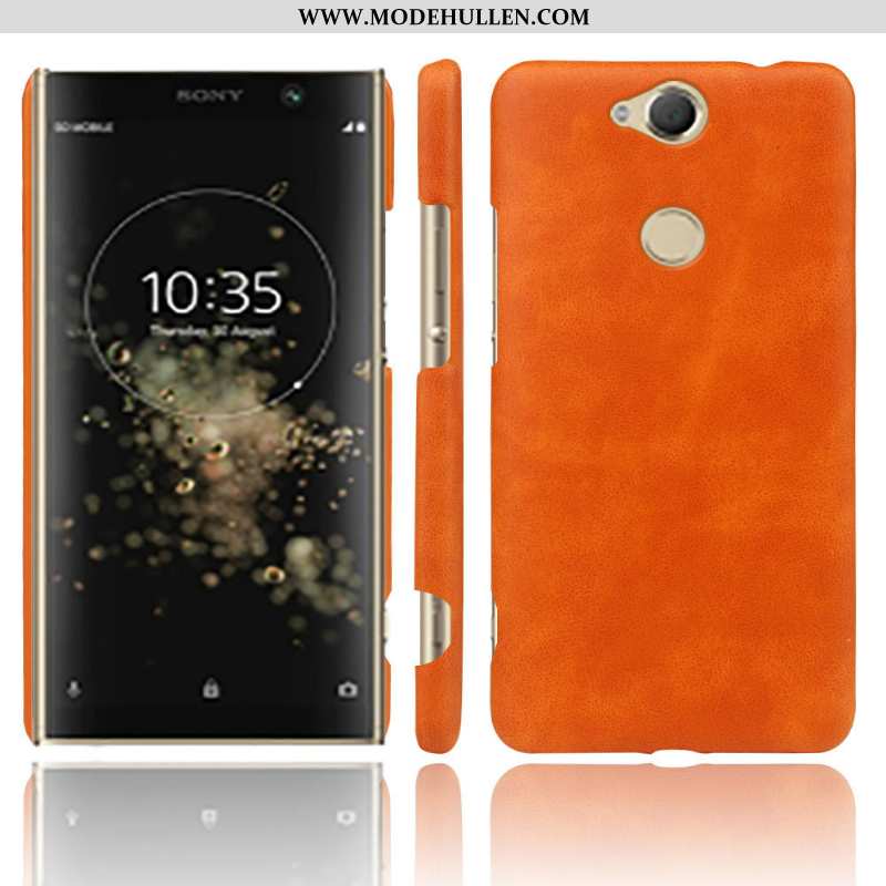 Hülle Sony Xperia Xa2 Plus Leder Schutz Orange Handy Schwer Case