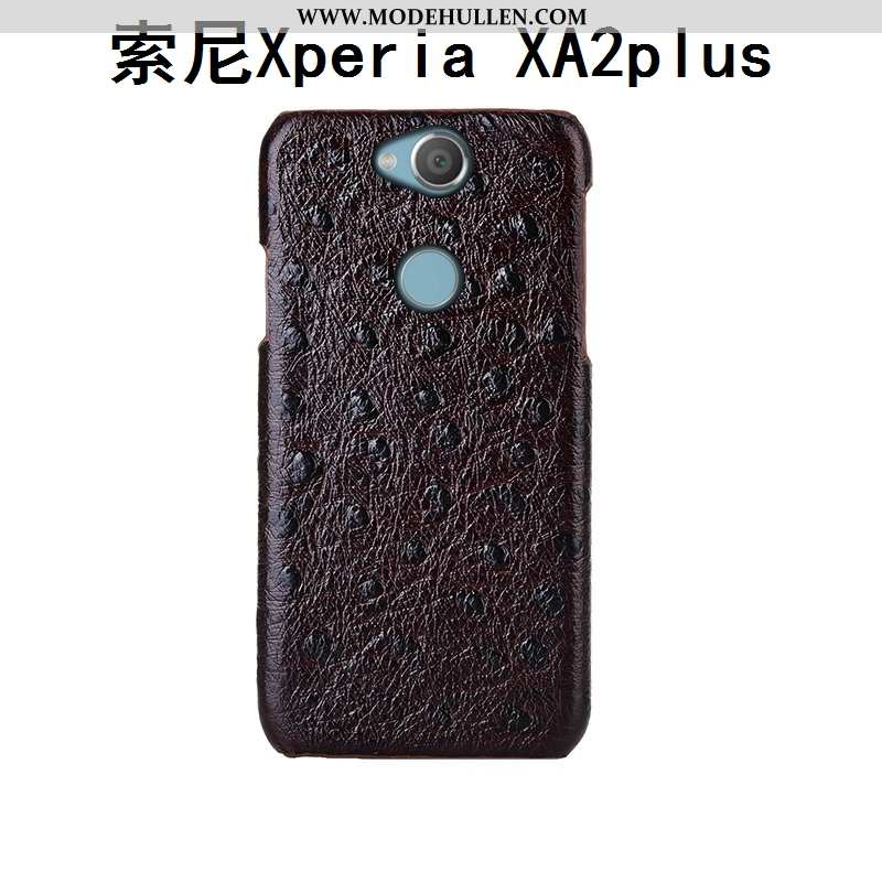 Hülle Sony Xperia Xa2 Plus Muster Schutz Leder Anti-sturz Echt Leder Kuh Braun