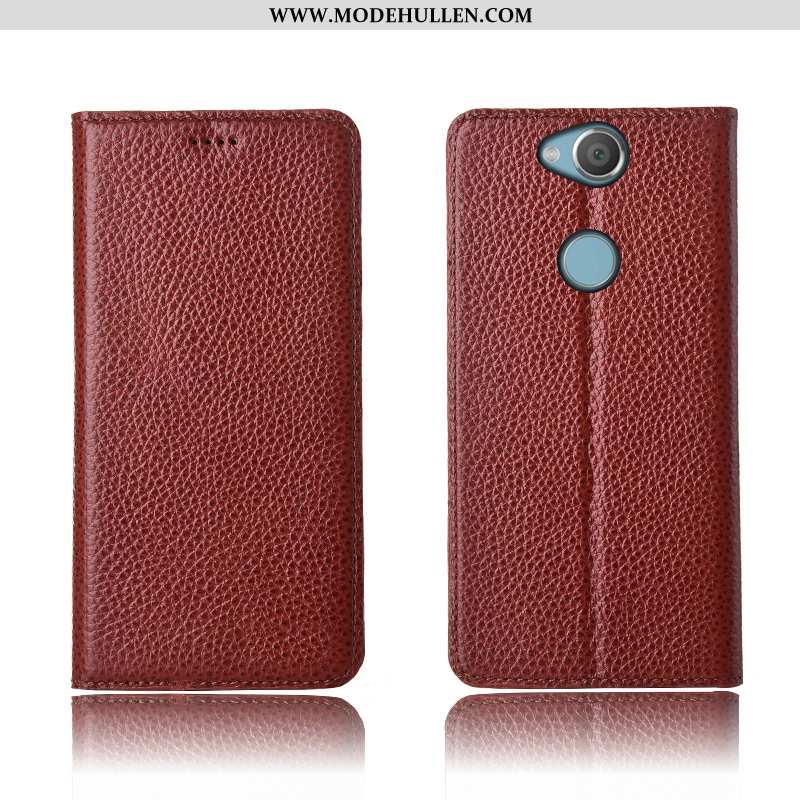 Hülle Sony Xperia Xa2 Plus Weiche Silikon Case Litchi Rot Lederhülle Handy Rote