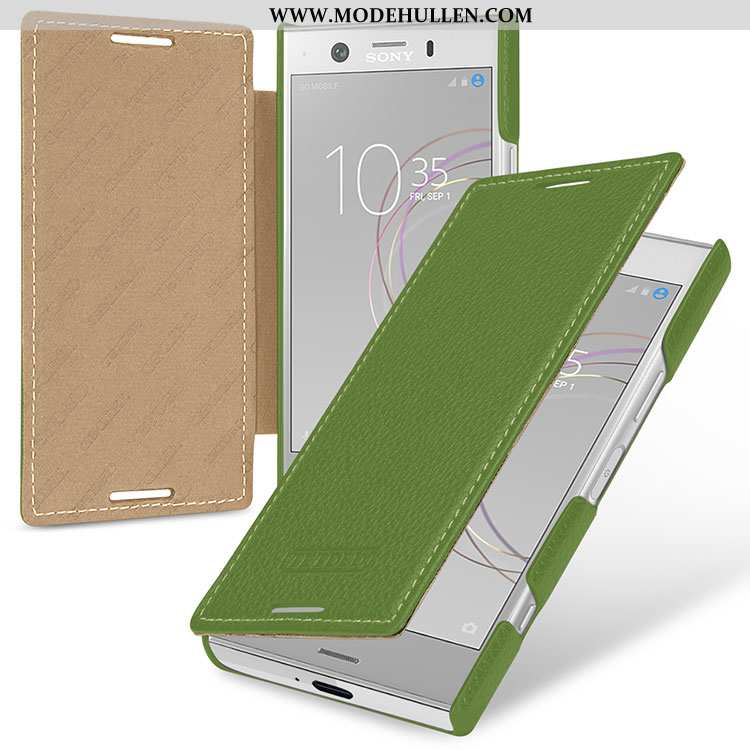 Hülle Sony Xperia Xz1 Compact Echt Leder Schutz Rot Anti-sturz Case Folio Handy Rote