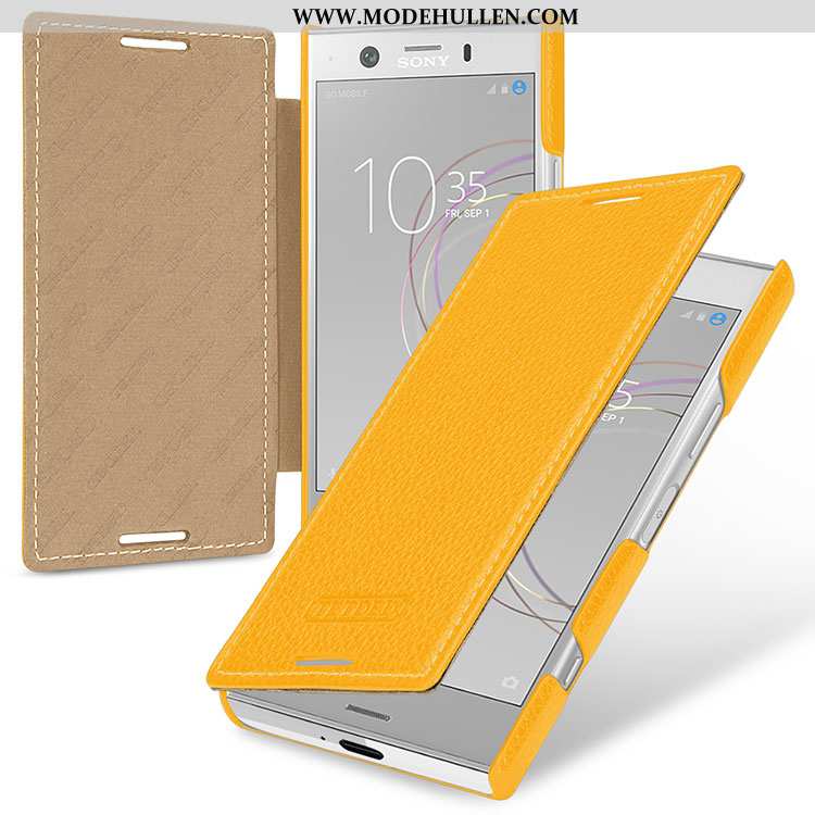 Hülle Sony Xperia Xz1 Compact Echt Leder Schutz Rot Anti-sturz Case Folio Handy Rote