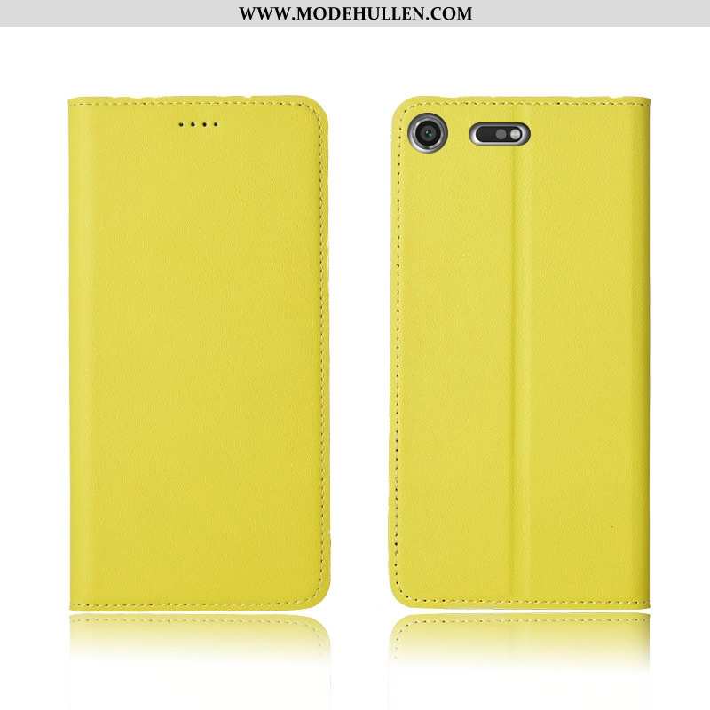 Hülle Sony Xperia Xz1 Compact Echt Leder Weiche Schutz Silikon Handy Clamshell Blau