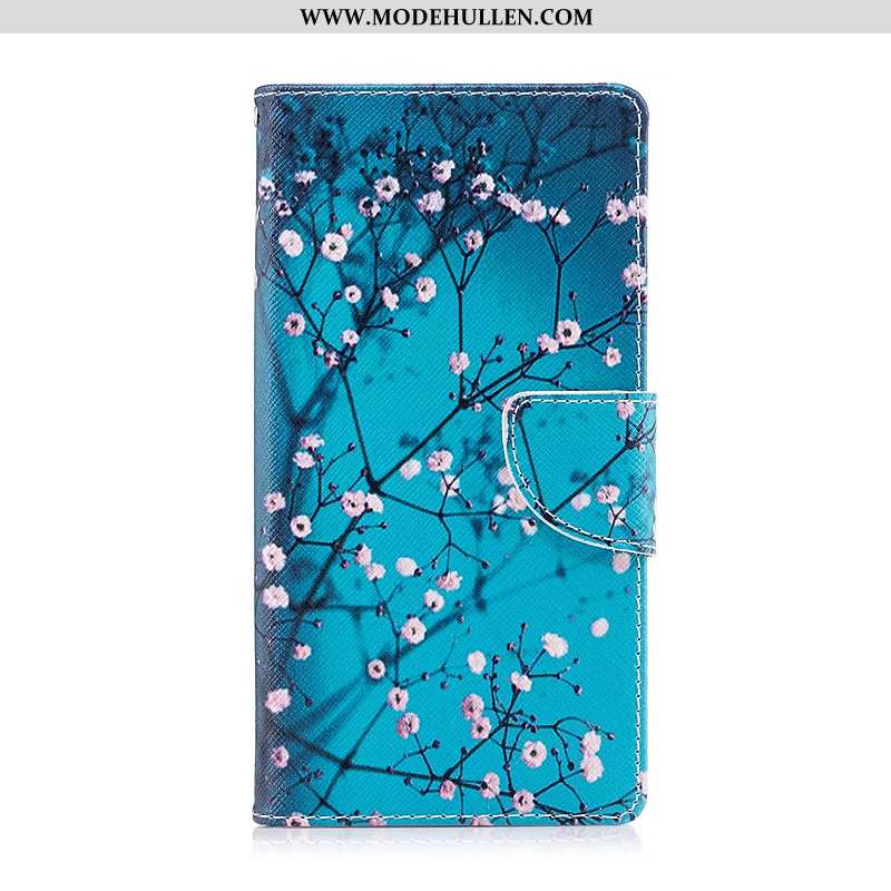 Hülle Sony Xperia Xz1 Compact Schutz Lederhülle Handy Case Gemalt Folio Blau