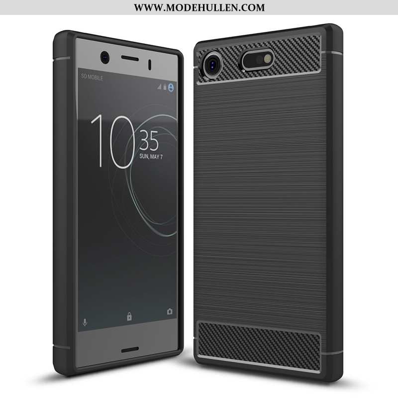 Hülle Sony Xperia Xz1 Compact Silikon Schutz Handy Case Faser Anti-sturz Muster Schwarz