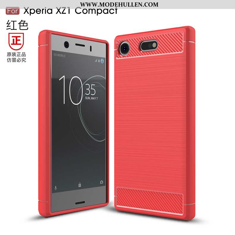 Hülle Sony Xperia Xz1 Compact Silikon Schutz Handy Case Faser Anti-sturz Muster Schwarz