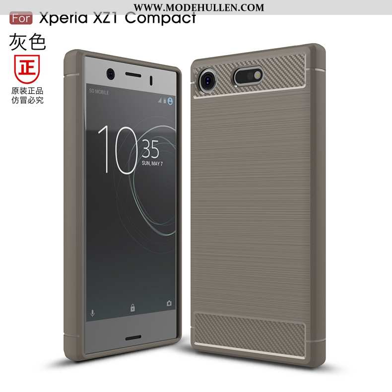 Hülle Sony Xperia Xz1 Compact Silikon Schutz Handy Case Faser Anti-sturz Muster Schwarz