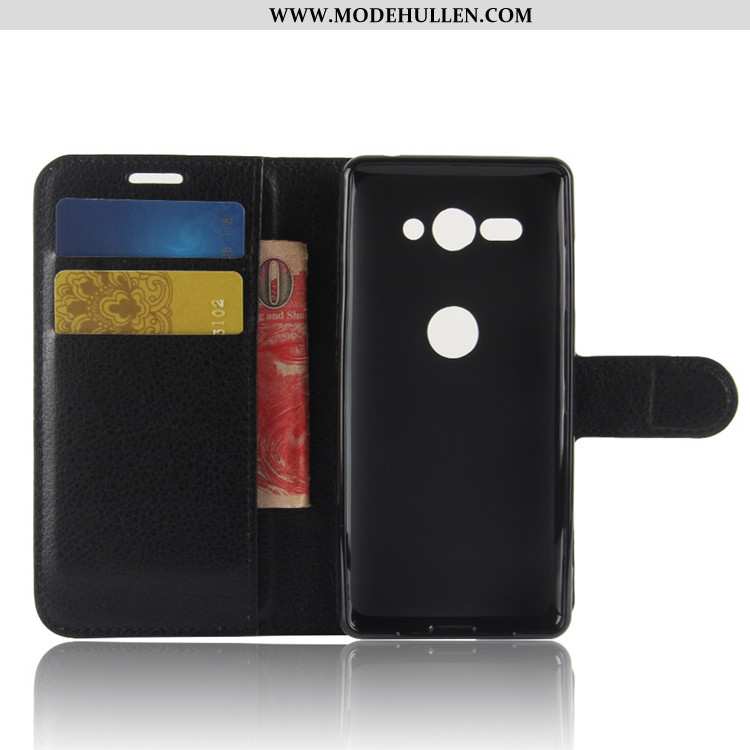 Hülle Sony Xperia Xz2 Compact Geldbörse Schutz Karte Schwarz Lederhülle Handy