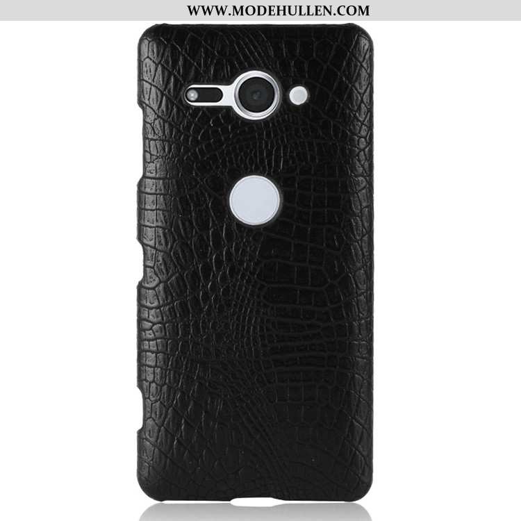 Hülle Sony Xperia Xz2 Compact Muster Retro Schwarz Case Krokodilmuster Schwer