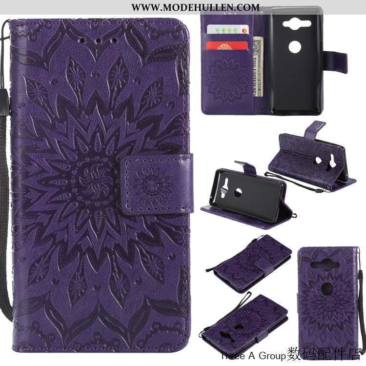 Hülle Sony Xperia Xz2 Compact Schutz Lederhülle Handy Alles Inklusive Anti-sturz Case Folio Lila