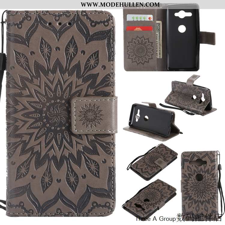 Hülle Sony Xperia Xz2 Compact Schutz Lederhülle Handy Alles Inklusive Anti-sturz Case Folio Lila