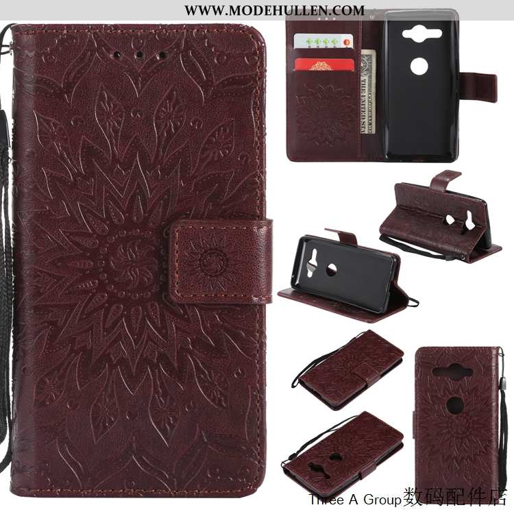 Hülle Sony Xperia Xz2 Compact Schutz Lederhülle Handy Alles Inklusive Anti-sturz Case Folio Lila