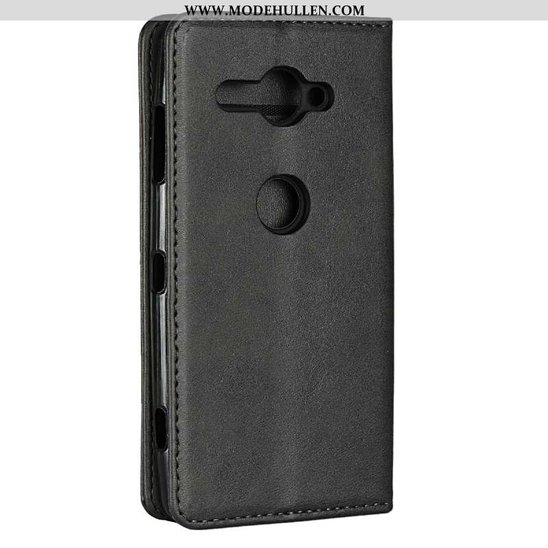 Hülle Sony Xperia Xz2 Compact Schutz Lederhülle Handy Schwarz Case