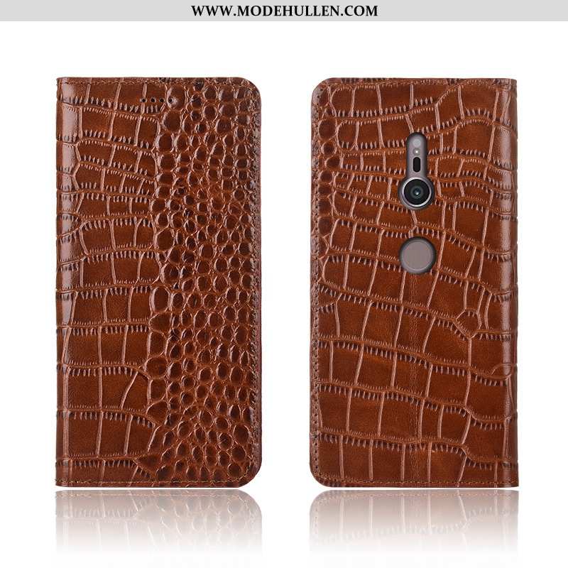 Hülle Sony Xperia Xz2 Lederhülle Echt Leder Anti-sturz Case Schutz Einfassung Blau