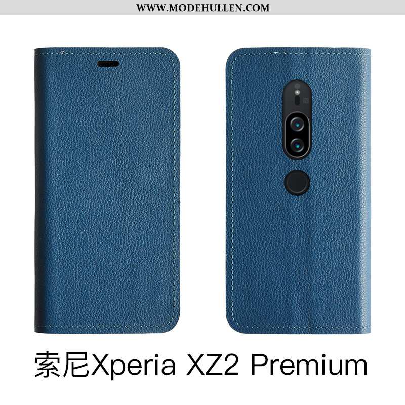 Hülle Sony Xperia Xz2 Premium Echt Leder Rot Handy Folio Rote
