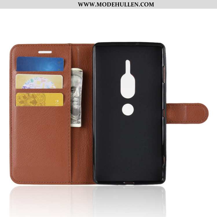 Hülle Sony Xperia Xz2 Premium Geldbörse Schutz Lederhülle Folio Case Schwarz Handy