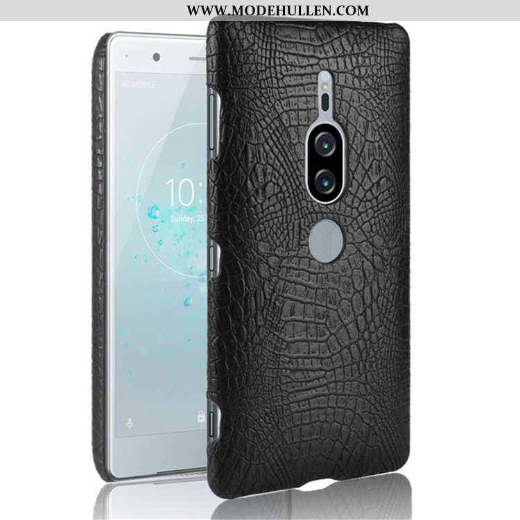 Hülle Sony Xperia Xz2 Premium Muster Handy Schwarz Krokodilmuster Schwer