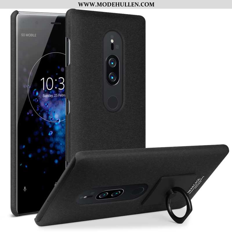 Hülle Sony Xperia Xz2 Premium Nubuck Leder Schwarz Handy Case Denim