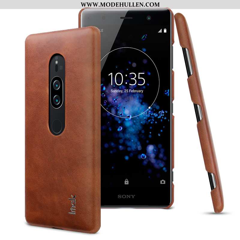 Hülle Sony Xperia Xz2 Premium Nubuck Leder Schwarz Handy Case Denim