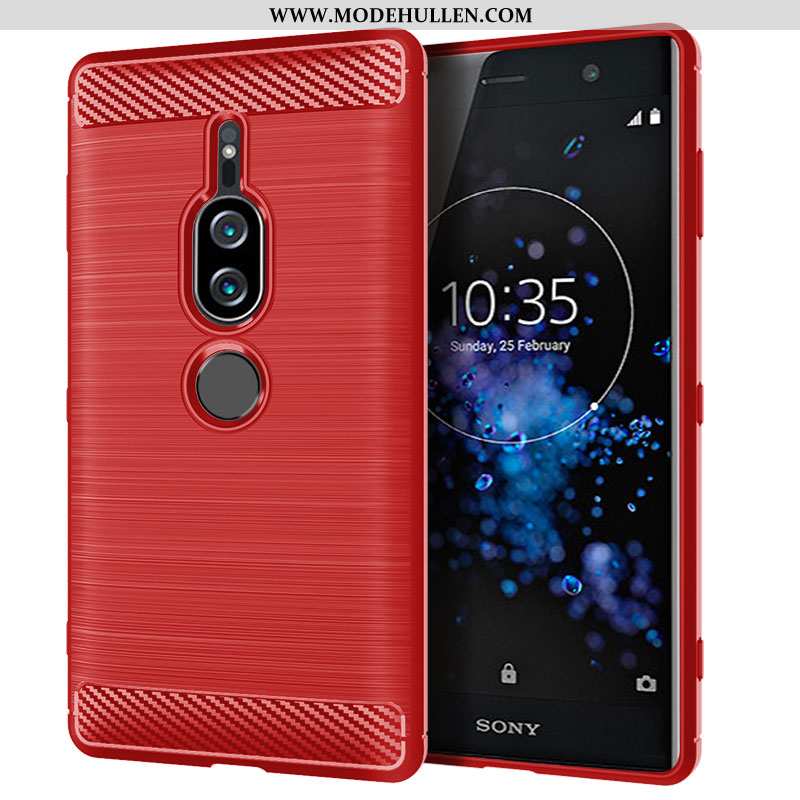 Hülle Sony Xperia Xz2 Premium Schutz Nubuck Case Liebhaber Weiche Silikon Persönlichkeit Rote