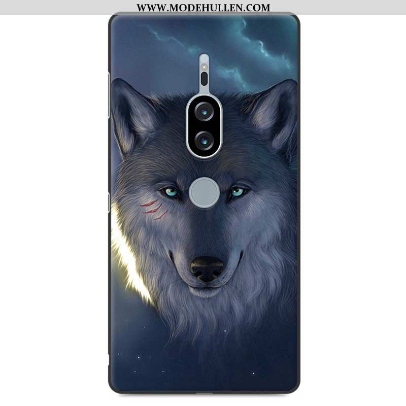 Hülle Sony Xperia Xz2 Premium Silikon Schutz Weiche Karikatur Handy Case Anti-sturz Dunkelblau