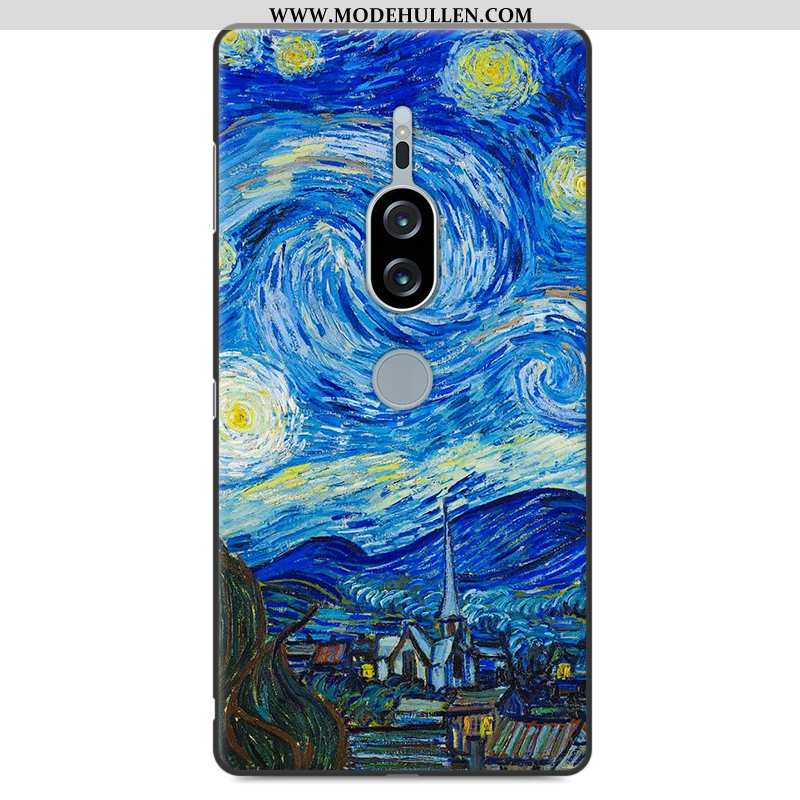 Hülle Sony Xperia Xz2 Premium Silikon Schutz Weiche Karikatur Handy Case Anti-sturz Dunkelblau