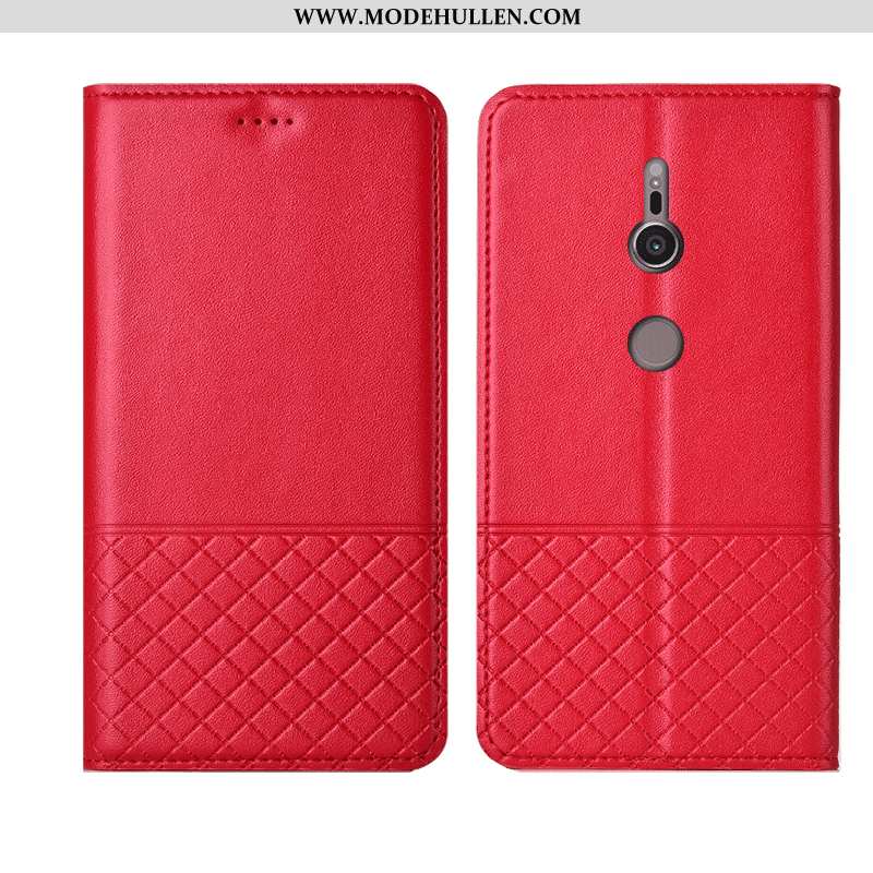 Hülle Sony Xperia Xz3 Lederhülle Echt Leder Schutz Anti-sturz Handy Folio Case Rote