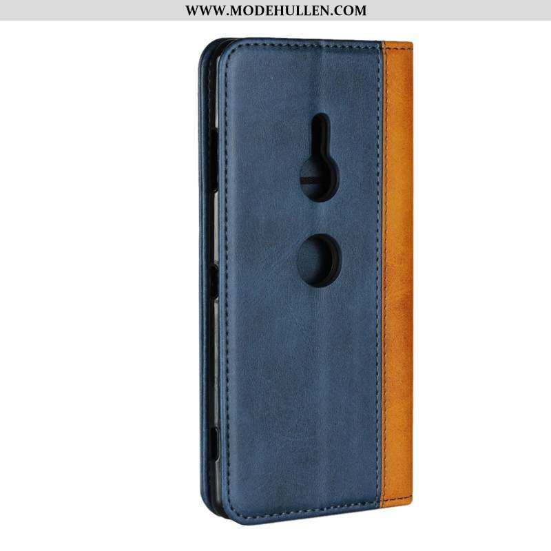 Hülle Sony Xperia Xz3 Retro Schutz Lederhülle Anti-sturz Schwarz Handy