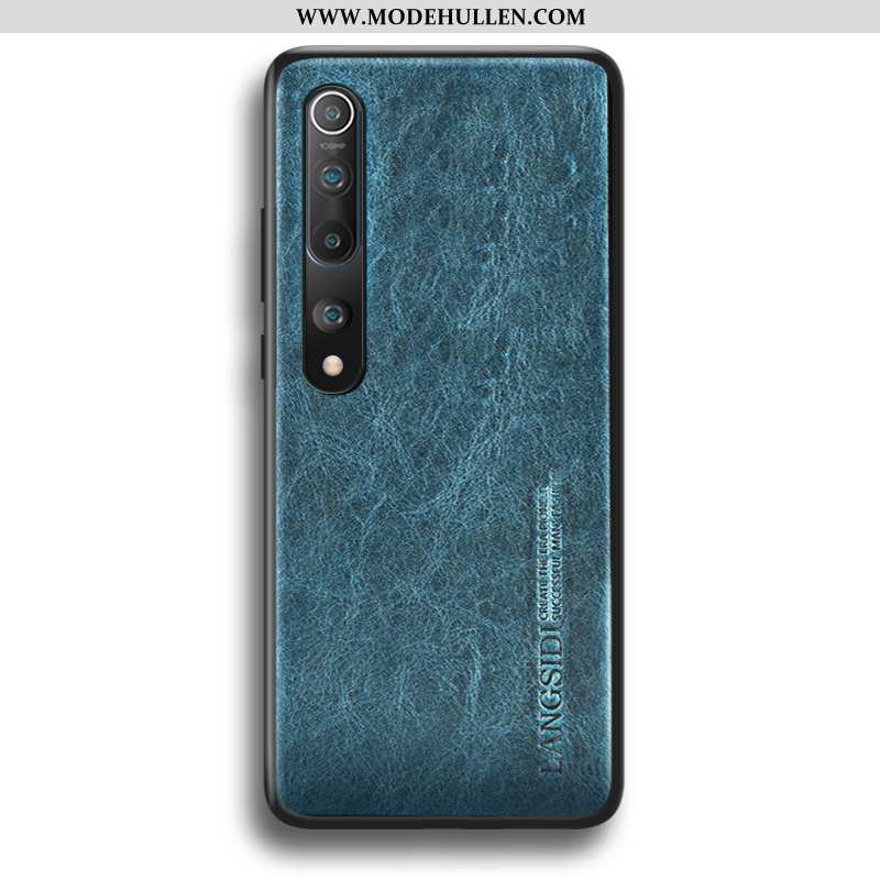 Hülle Xiaomi Mi 10 Echt Leder Leder Super Persönlichkeit Dünne Mini Blau