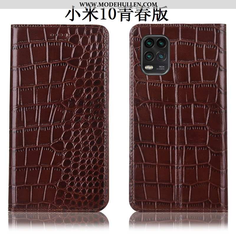 Hülle Xiaomi Mi 10 Lite Lederhülle Schutz Handy Braun Mini Folio