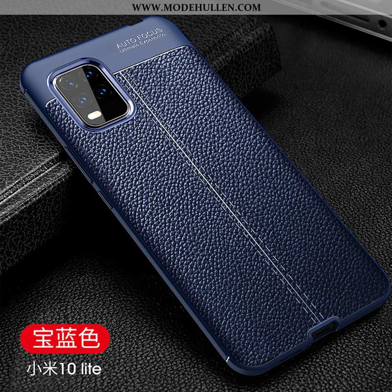 Hülle Xiaomi Mi 10 Lite Schutz Weiche Pu Kühlung Business Case High-end Blau