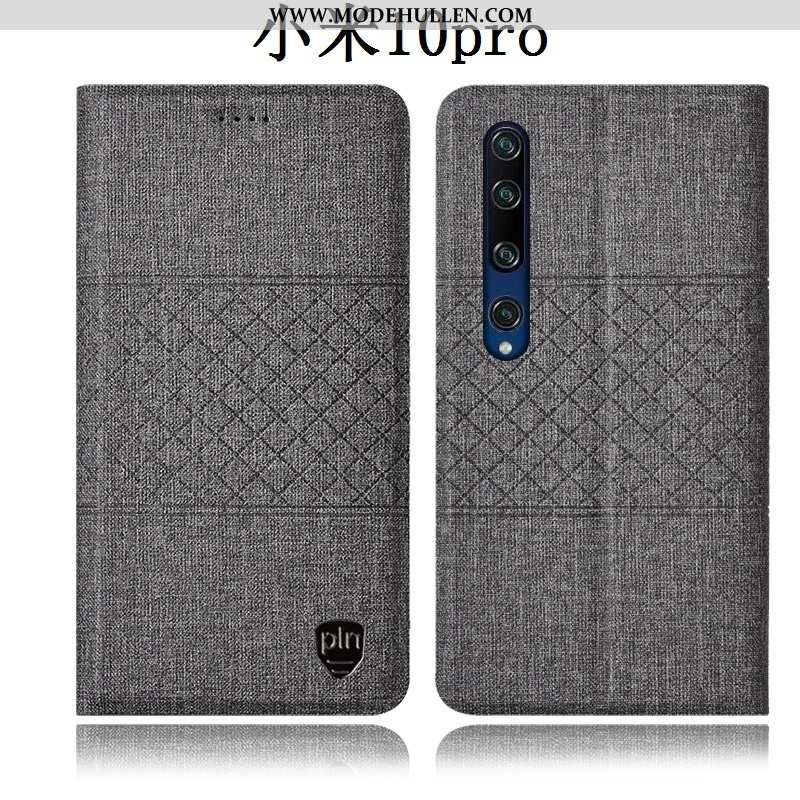 Hülle Xiaomi Mi 10 Pro Baumwolle Und Leinen Lederhülle Handy Anti-sturz Schutz Rosa Alles Inklusive