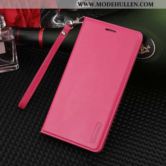 Hülle Xiaomi Mi 10 Pro Hängende Verzierungen Echt Leder Rot Lederhülle Schutz Case Handy Rosa