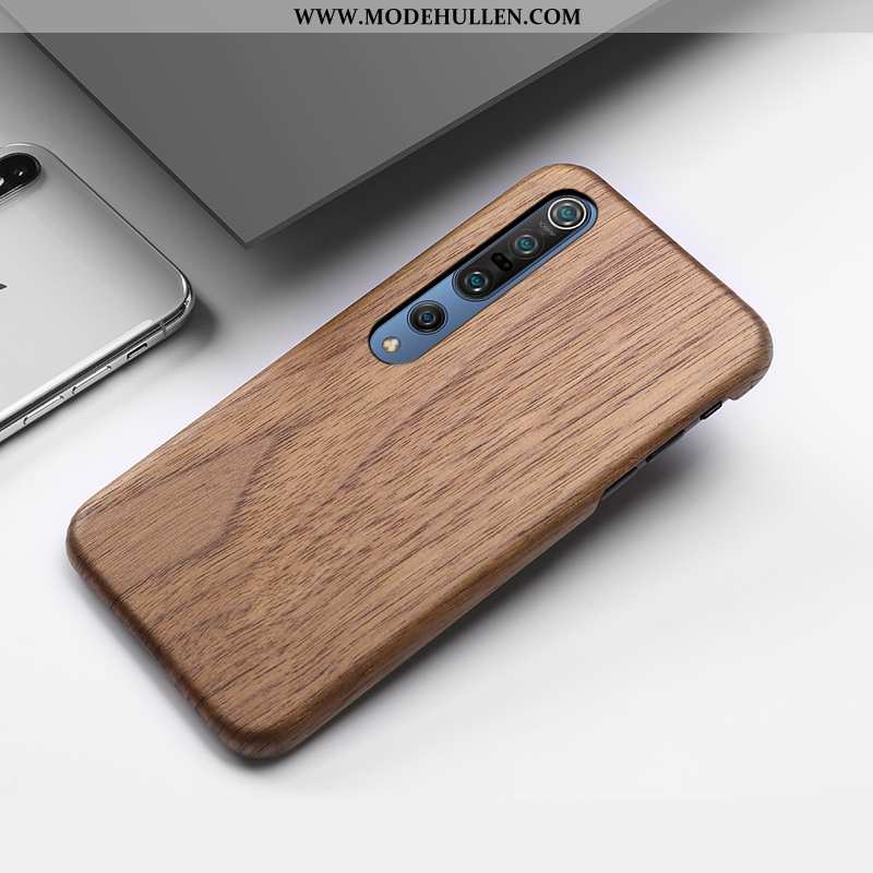 Hülle Xiaomi Mi 10 Pro Kreativ Aus Holz Case Handy Anti-sturz Rutschfest Schutz Braun