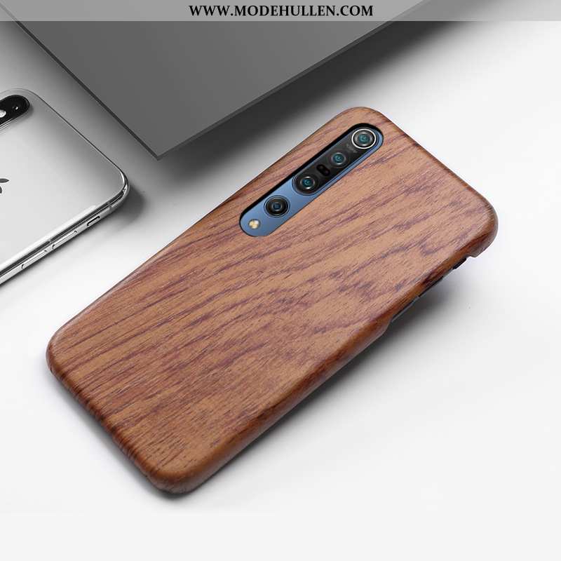 Hülle Xiaomi Mi 10 Pro Kreativ Aus Holz Case Handy Anti-sturz Rutschfest Schutz Braun