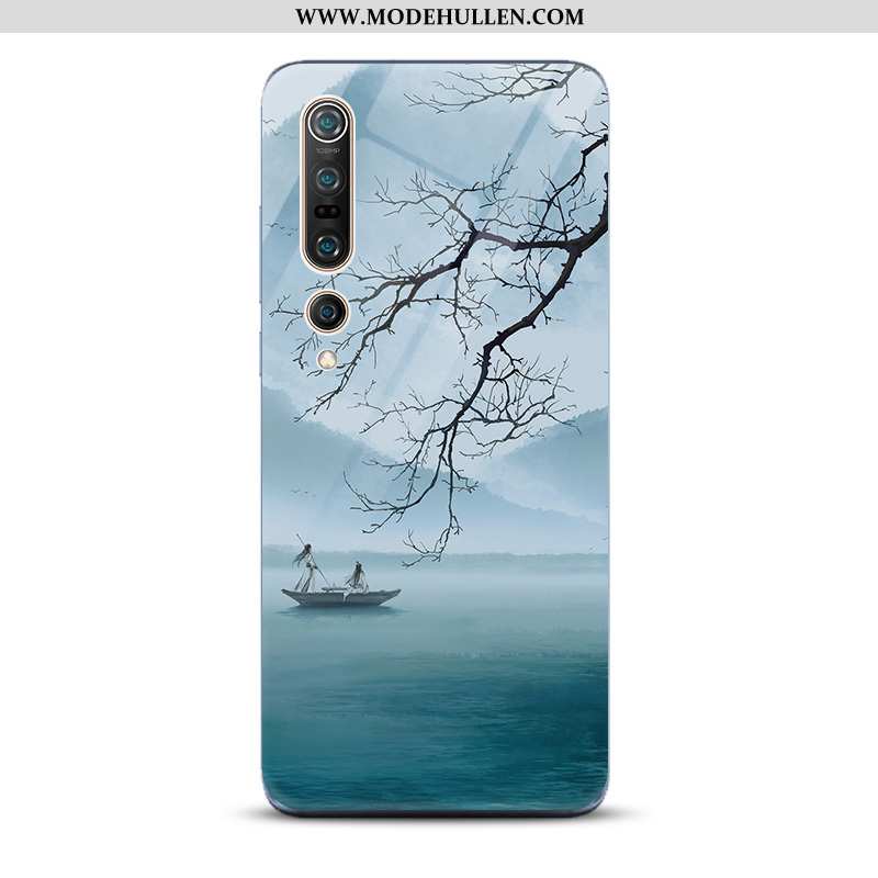 Hülle Xiaomi Mi 10 Pro Schutz Glas Blau Handy Landschaft Spiegel Kunst