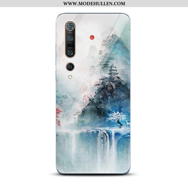 Hülle Xiaomi Mi 10 Pro Schutz Glas Blau Handy Landschaft Spiegel Kunst