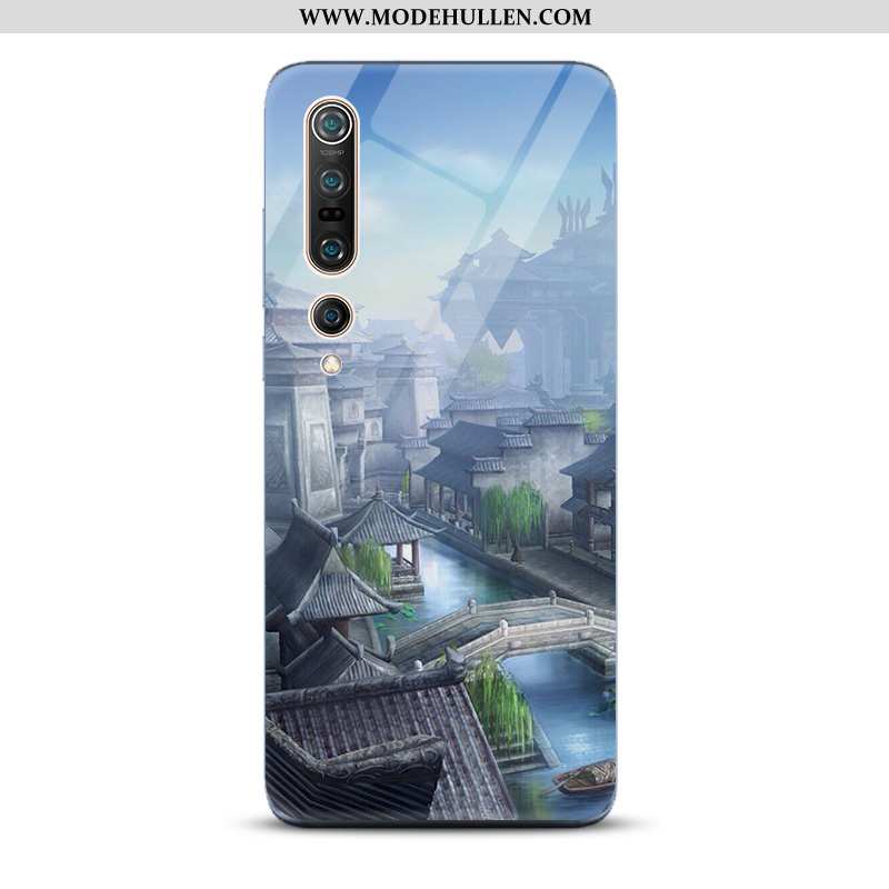 Hülle Xiaomi Mi 10 Pro Schutz Glas Blau Handy Landschaft Spiegel Kunst