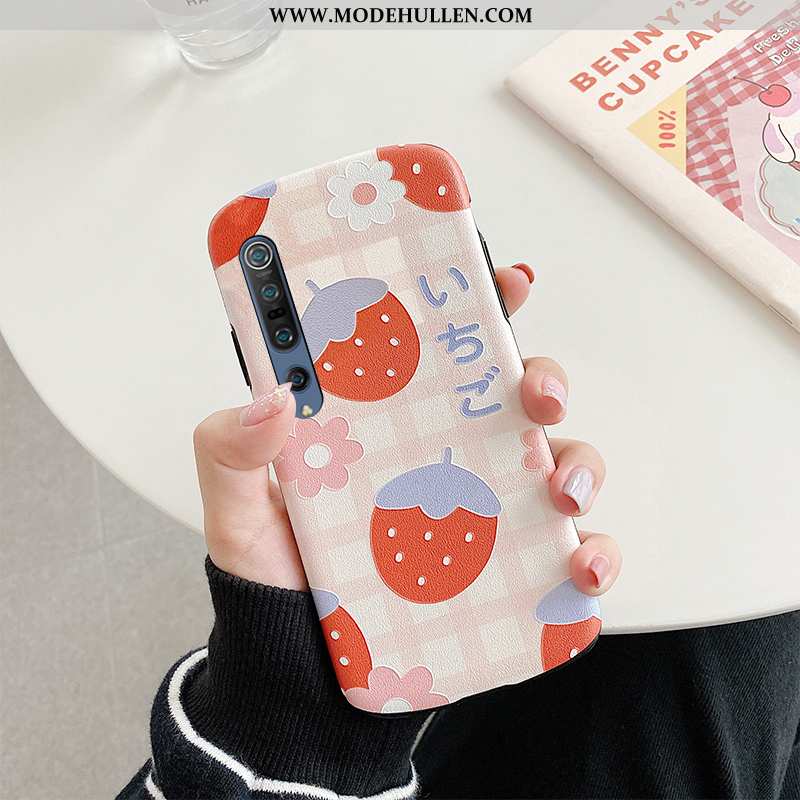 Hülle Xiaomi Mi 10 Pro Weiche Silikon Mini Erdbeere Rot Handy Rosa