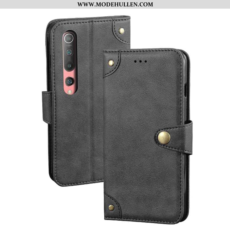 Hülle Xiaomi Mi 10 Schutz Lederhülle Persönlichkeit Case Folio Weiche Handy Schwarz