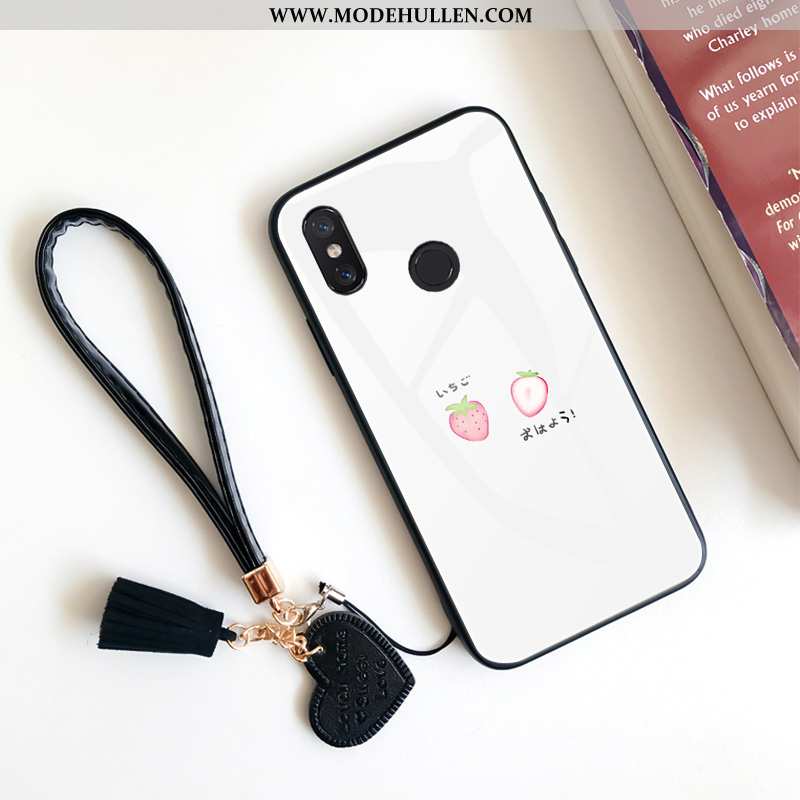 Hülle Xiaomi Mi 8 Glas Kreativ Silikon Case Anti-sturz Erdbeere Liebhaber Weiße