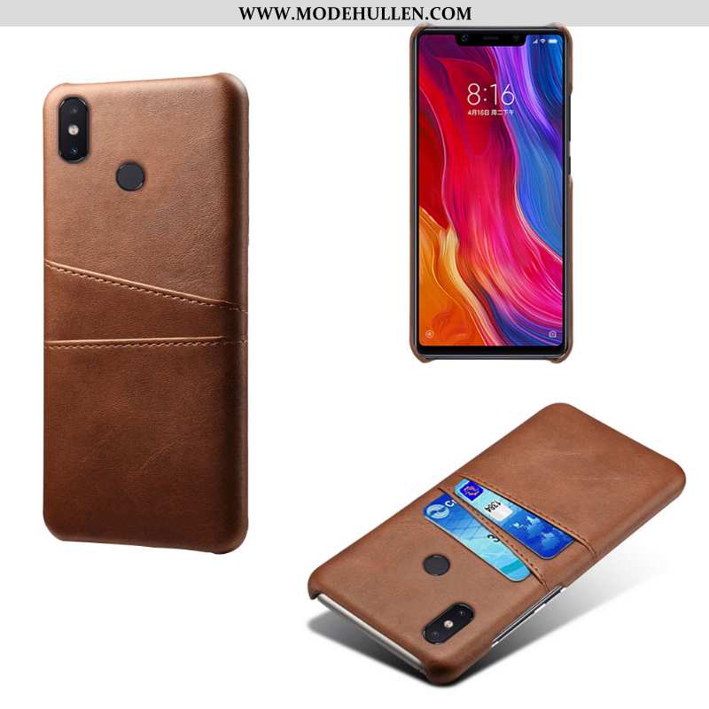 Hülle Xiaomi Mi 8 Leder Schutz Case Qualität Anti-sturz Business Jugend Braun