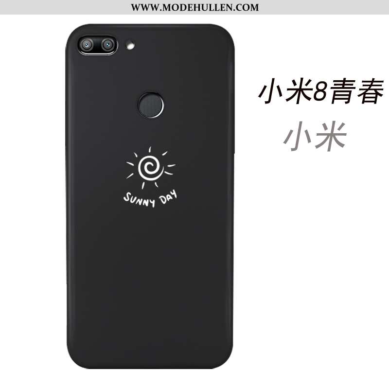 Hülle Xiaomi Mi 8 Lite Mode Nubuck Case Weiche Einfassung Mini Jugend Schwarz