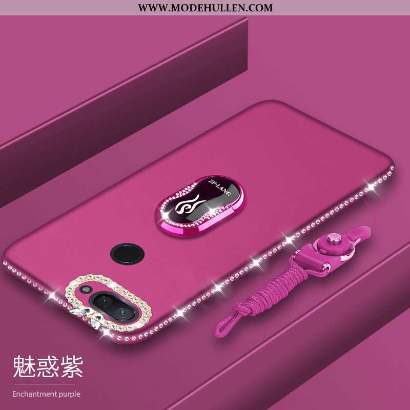 Hülle Xiaomi Mi 8 Lite Silikon Schutz Handy Trend Strass Einfassung Weiche Lila