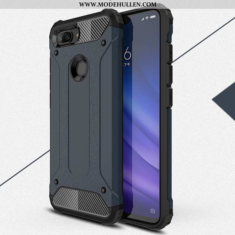 Hülle Xiaomi Mi 8 Lite Weiche Nubuck Blau Handy Muster Jugend Schwer