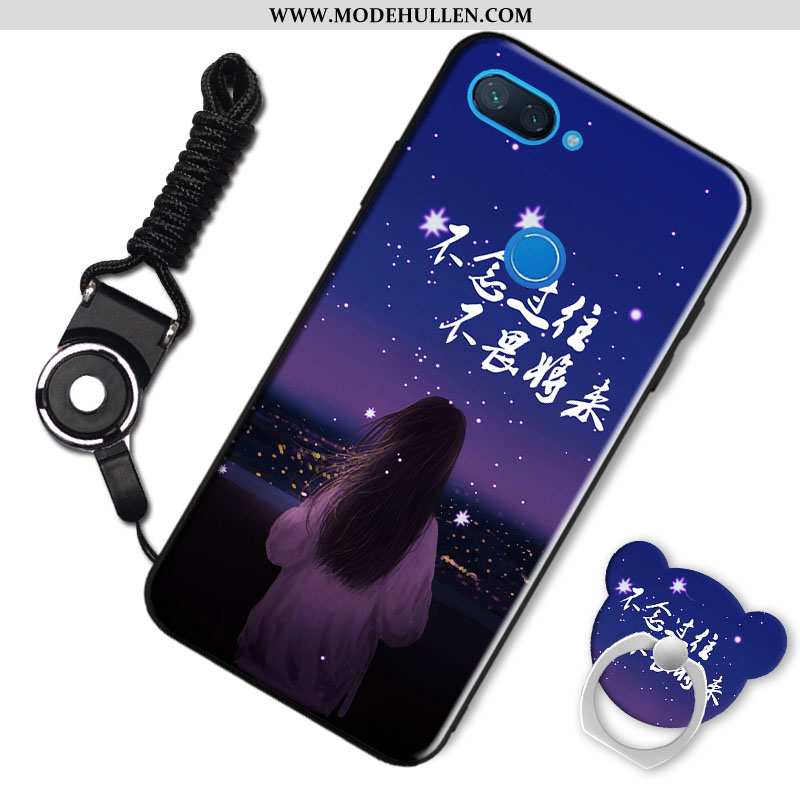 Hülle Xiaomi Mi 8 Lite Weiche Nubuck Handy Karikatur Schnalle Ring Weiß Weiße