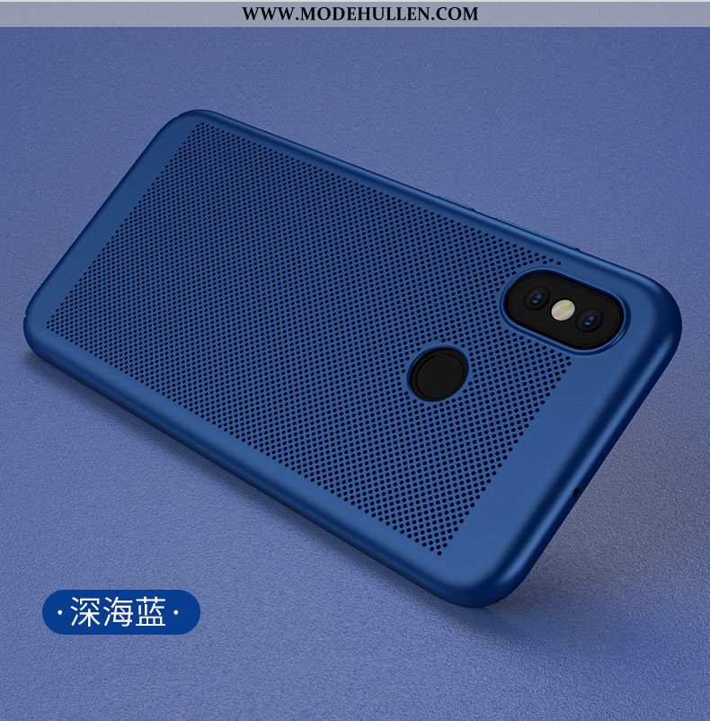 Hülle Xiaomi Mi 8 Nubuck Trend Case Mini Durchbrochenes Netto Rot Dunkelblau