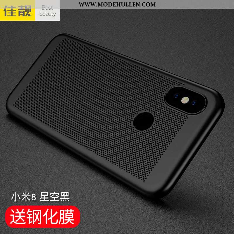 Hülle Xiaomi Mi 8 Nubuck Trend Case Mini Durchbrochenes Netto Rot Dunkelblau