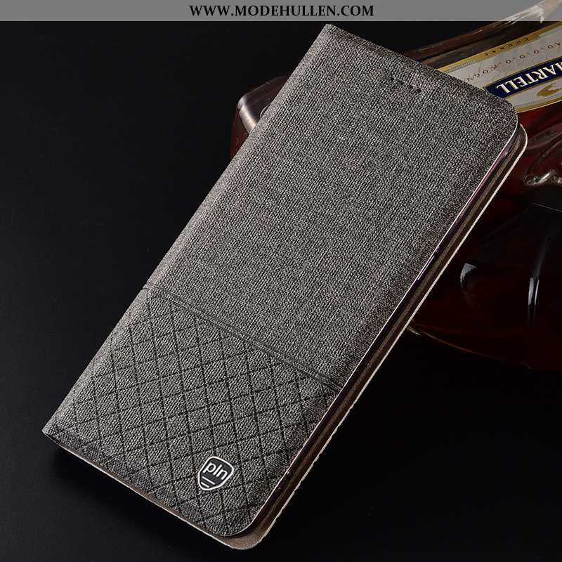 Hülle Xiaomi Mi 8 Pro Baumwolle Und Leinen Lederhülle Muster Jugend Handy Mini Anti-sturz Grau