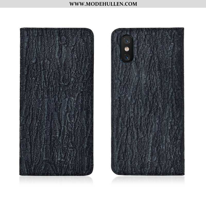Hülle Xiaomi Mi 8 Pro Echt Leder Leder Jugend Einfassung Mini Neu Blau